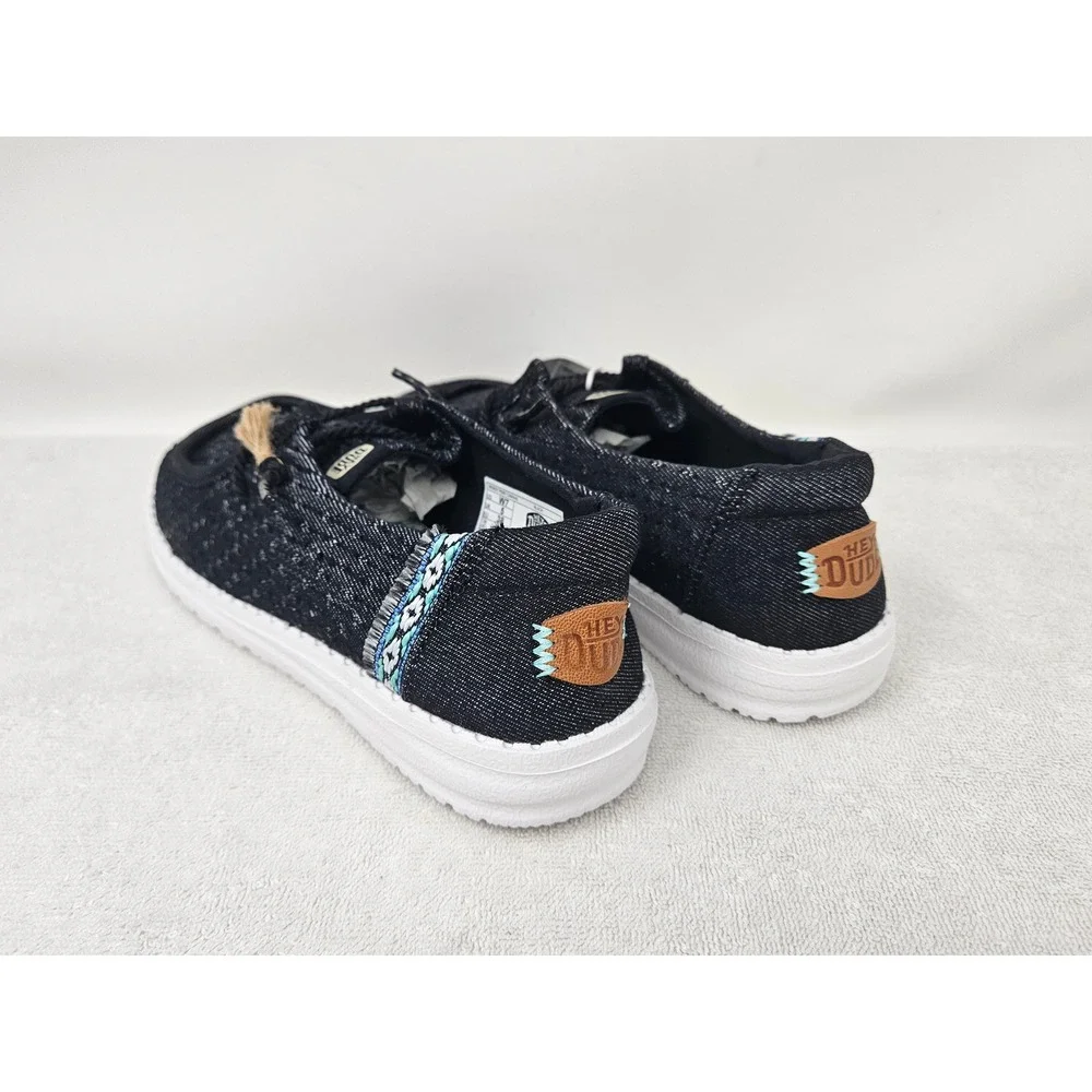HEYDUDE Wendy Perf Canvas Women's Slip-On Shoes, Black, Sz 7, 43111, NEW!